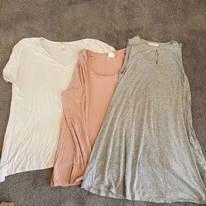 Neutral soft shirt bundle. Tee, tank & long sleeve